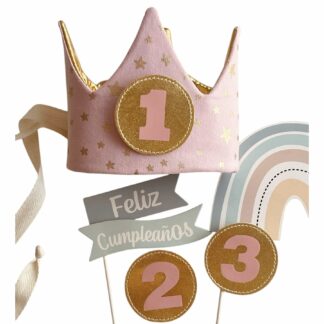 corona montessori para tres cumpleaños