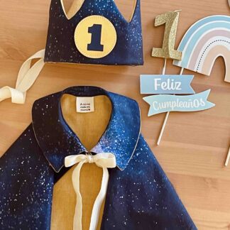 Set Oferta: Capa y Corona Vía Láctea y Mostaza de Lino